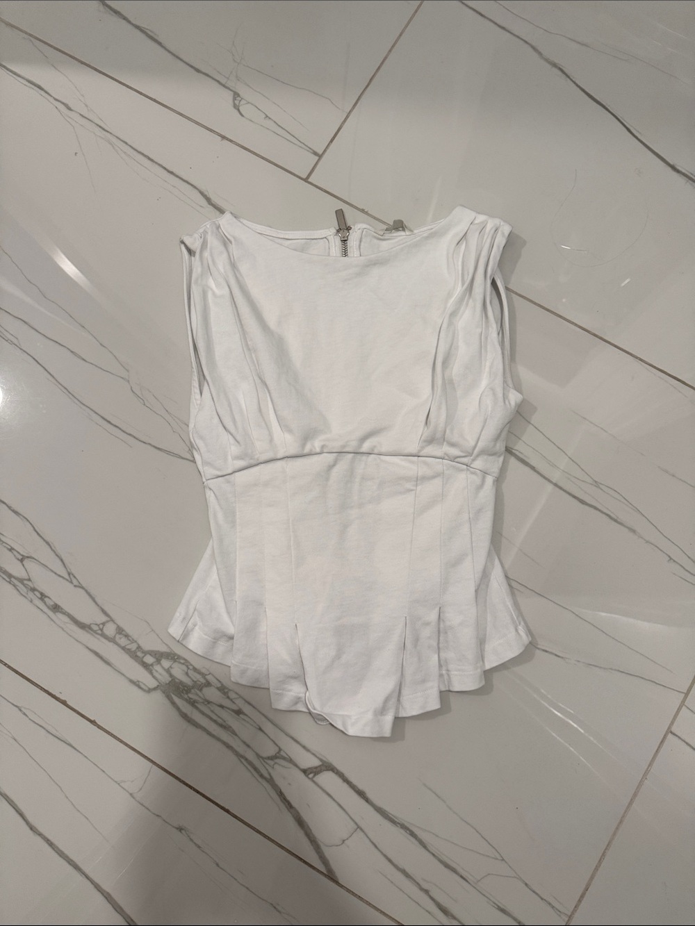 Zara White Peplum Sleeveless Camisole